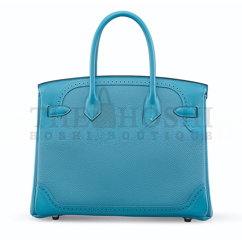 H**me5 BIRKIN 30 LACE SERIES DENIM BLUE SILVER BUCKLE H082653CK69 (30*22*15cm) Master Quality